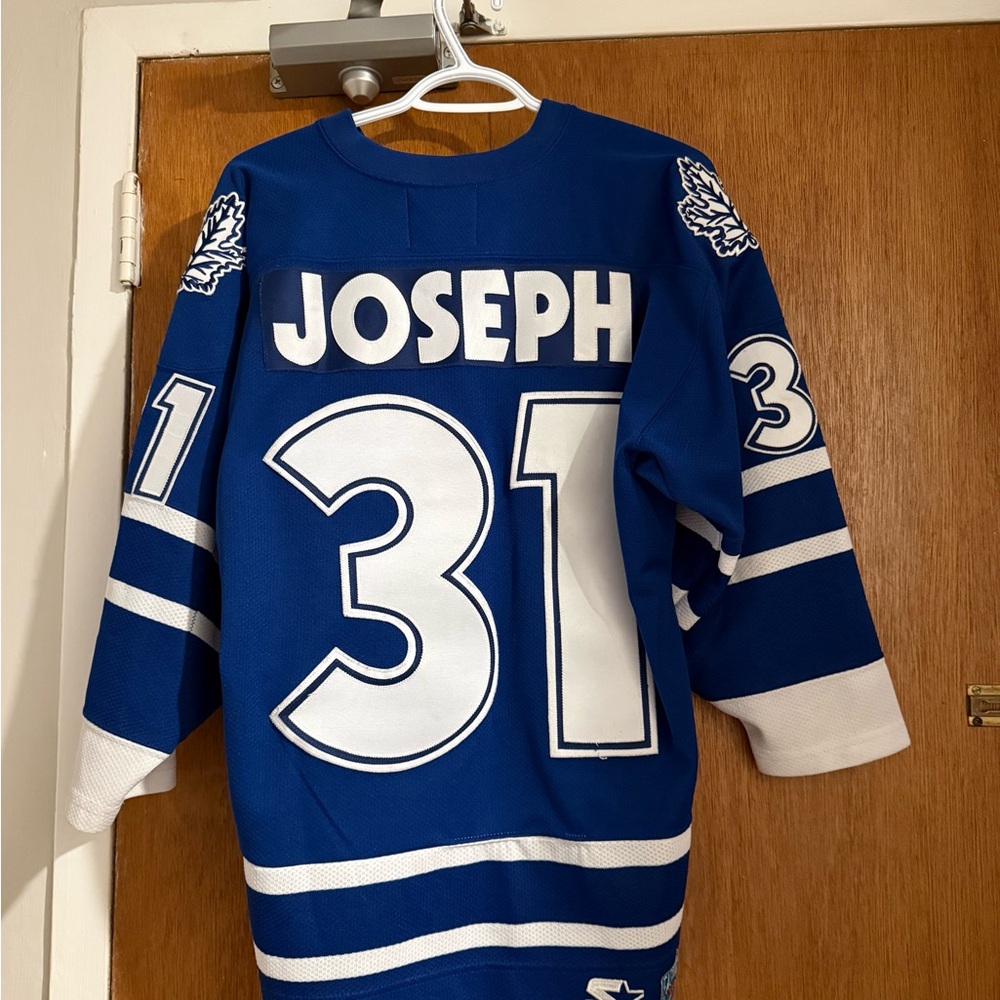 Toronto Maple Leafs Curtis Joseph STARTER Blue and White Kids Jersey